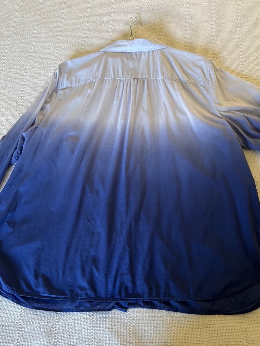 Talbots Woman 3X Blue Ombre Button Front Shirt 100% Cotton - Picture 4 of 7